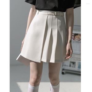 Skirts Pleated Skirt Korean Fashion Summer School Dress Aesthetic Asymmetrical White Black Mini Preppy Style Cute Clothes High Waist