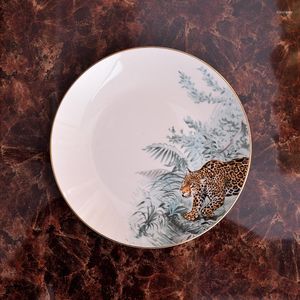 Пластины лесные джунгли тарелки попугай костяной китайский набор посуда настройка пастырской пену Пенх Западной Домохозяйственная чаша и блюдца и блюдца