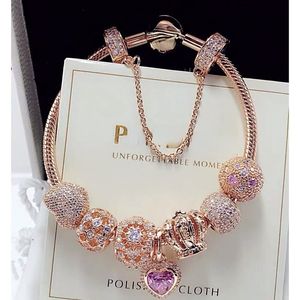 Kedjefödelsedag 100 925 Origional Sweet Heart Armband String Set Christmas Gift Luxury Gold S For Women 230506
