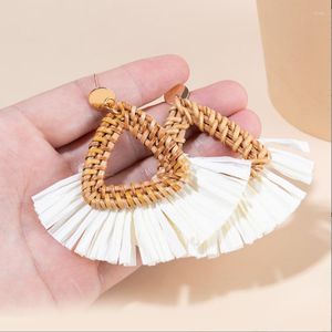Stud Earrings YLWHJJ Rattan Knit Women Grass Braided Temperament Geometric Cute Fashion Jewelry