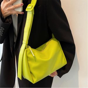 Evening Bags Solid Color PU Leather Hobo 2023 Spring Trend Women Large Designer Simple Handbags High Capacity Shoulder