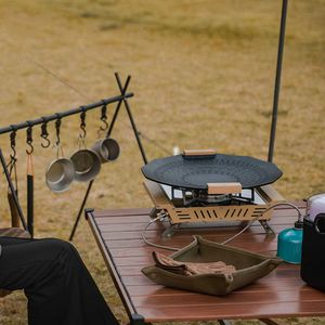 Camp Kitchen okrągły talerz z grillem mundur ogrzewania ogrzewania zewnętrzna talerz grilla z bazą przeciwparciową przeciw poślizgnięciu do kempingu