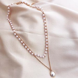 Pendant Necklaces CENTER Stainless Steel Women Fashion Upscale Jewelry Pearl Chain Choker Necklace For WomenPendant