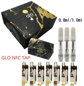 GLO Extracts Tap NFC Verify Vape Cartridges Packaging Atomizers Verification 0.8ml 1.0ml Carts Ceramic Coil Empty Vapes Pens Thick Oil Cartridge 4 Style