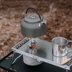 Camp Kitchen Aço inoxidável Camping Mesa de fogão com bolsa de armazenamento Tabela de fogão dobrável Tabela de fogão utensílios de cozinha multifunctioal Ferramentas ao ar livre P230506