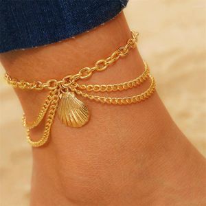 Fußkettchen Charme Metall Shell Anhänger Knöchel Armbänder Für Frauen Mode Fuß Kette Gold Farbe Strand Sommer Fußkettchen Schmuck