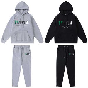 Abbigliamento firmato Felpe da uomo Felpa con cappuccio Trapstar Verde Nero Asciugamano Felpa con ricami Maglione Pantaloni Autunno Uomo Con cappuccio Sciolto Rilassato Sport Uomo Donna