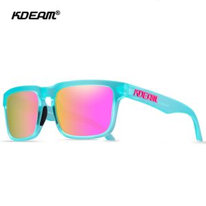 Sunglasses KDEAM Men's Polarized Sunglasses Fishing Lifestyles Mirrored Color Blocking Sun Glasses Women Legend Square Sunglass With Box 230506