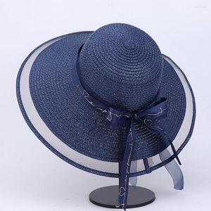 Cappelli larghi da donna bellissimo cappello di paglia di paglia Lady Summer trasparente PO PROP Sun Anti-UV