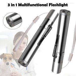 Flashlights Torches LED Mini 3in1 USB Rechargeable Powerful Torch Waterproof Design Penlight Uv Light Banknote /white Light/red