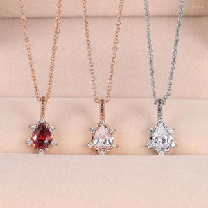 Pendant Necklaces ZHOUYANG Teardrop For Women Angel Tears Cubic Zirconia Rose Gold Color Wedding Party Fashion Jewelry N065