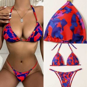 Commercio all'ingrosso sexy del bikini del Halter del cordoncino del costume da bagno delle donne spaccate del camuffamento