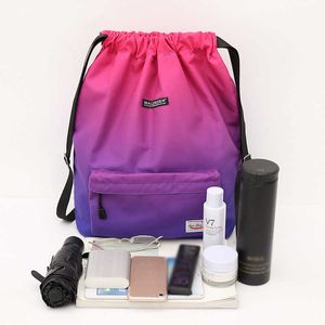 Sport Bags Women Drawstring Outdoor Sports Bags Fashion Nylon Softpack Travel Yoga Gym Fitness Bags Women Girls Student Bag Travel Backpack G230506