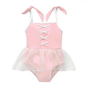 Kobiety stroju kąpielowego dla kobiet Kawaii Dziewczyny Kobieta Summer 2023 Pink Lacethin Cute Bow Infant Baby Kąpiec Kids