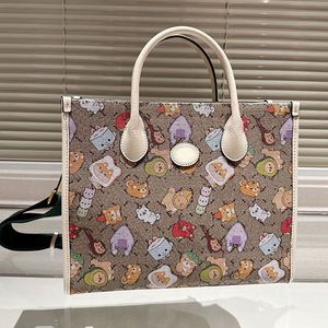 Canvas Tote Bag Women Women Shopping Suck Кошелек Classic Prittd Print Кожаная ручка вышитая плеч