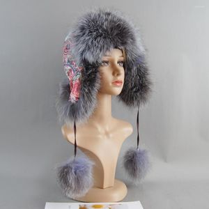 Boinas de chapéu de pele real para mulheres naturais russo russo Ushanka chapéus de inverno grossa as orelhas quentes da moda boné