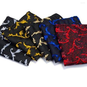 Bow Ties Luxury Handmade Silk Men's Handkerchief Green Black Floral Jacquard Hanky For Business Party Pocket Square Chest Towel