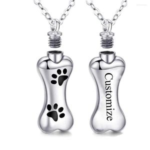 Pendant Necklaces Dog Bone Memorial Necklace For Ashes With Stainless Steel Personalized Pet Keepsake Gifts Urn Cremation Jewelry