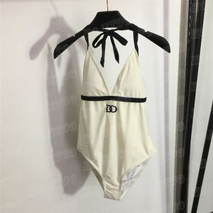 Kobiety bodysuit stroje kąpielowe haftowane litera kantar