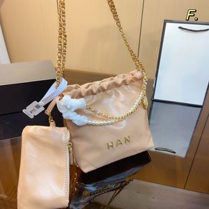 2Pcs Classic Mini 22 Shopping Bags With Pearl Strap Chain Handle Totes Gold Metal Hardware Matelasse Crossbody Shoulder Handbags Luch Coin Charm Walle Pouch 20/ 35cm