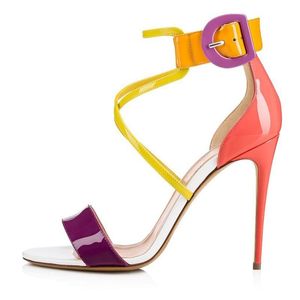 Dress Shoes Carole Levy 2023 Summer Fashion Wild Lady Candy Color Cross Belt Super High Heel Sandals Party Sexy