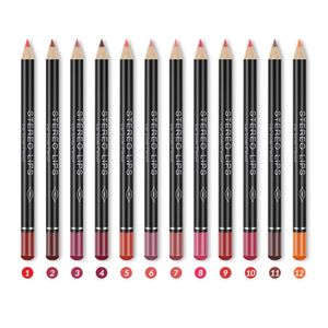 De 12 conjunto de lápis de revestimento labial fosco, liso de lápis de lábio resistente a desbotamento à prova d'água, conjunto de revestimentos labiais