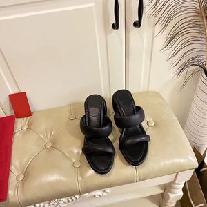 Slippers Black Open Toe Women's Sandals Fahsion Kitten Heels Shoes Summer Beach Sexy Thick Heels 5.5cm Shoes 35-42