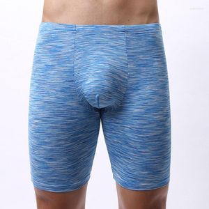 Mutande Moda Uomo Pantaloncini boxer traspiranti a gamba lunga Sport Sexy Mutandine da uomo elastiche Cueca Pantaloni corti allungati senza cuciture a vita media da uomo