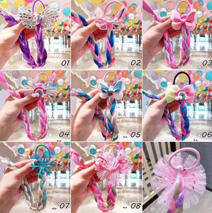 Cartoon Bow Butterfly Hair Braid Headbands for Girls Kids Children Colorful Ponytail Holder Rubber Band Fashion Hair Accessories