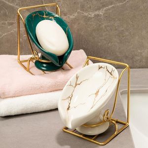 Rätter imitation marmor keramisk tvål maträtt badrum leveranser hotell diskbänk tvål disk rack nordisk stil hem badrum tillbehör set