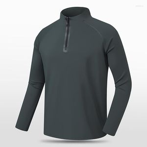 Erkek Tişörtleri 2023 Bahar Sporları Taktik Tişörtler Erkekler 1/4 Fermuarı Üstleri Nefes Alabilir Koşu Gömlek Kültürü Erkek Aktif Giysileri