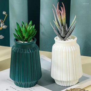 Vasos vaso de flor moderna laranja laranja verde de imitação nórdica de plástico de imitação de cerâmica seca durável e anti -gota