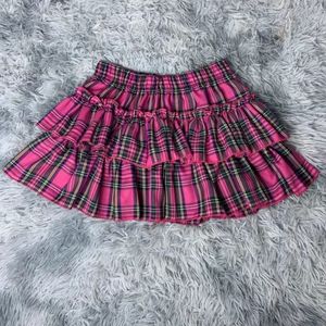 Gonne Donna Punk Gotico A Vita Alta A Strati A-Line Mini Gonna A Pieghe Harajuku Plaid Stampa A Pieghe Increspato Orlo Svasato Dropship 230506