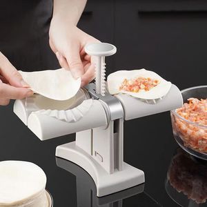 Tam Otomatik Hamur Makinesi Çift Kafa Basın Köfte Kalıp DIY Empanadas Mantı Kalıp Mutfak Gadget Aksesuarları