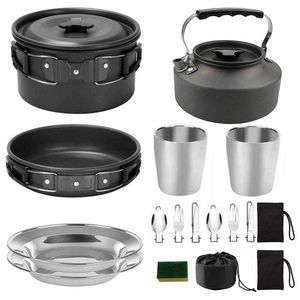 Camp Kitchen Camping Cookware Outdoor Camping Cookware Pot Cooking Set Handing Picnic Travel Tourist Rates Camping Supplies Equipment P230506