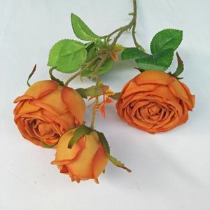 Dekorativa blommor Användbar falsk ros Lätt att ta hand om Simulering Flower Livid 3 Heads Arrangement Artificial DIY