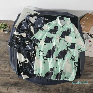 Camisas casuais verão de alta qualidade camisa havaiana 3d animal preto estampado lapela curta