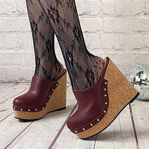 Olomm 2023Handmade Women Platform Mules Sandaler Sexiga nitar kilar klackar rund tå eleganta svarta cosplayskor oss plus storlek 5-20