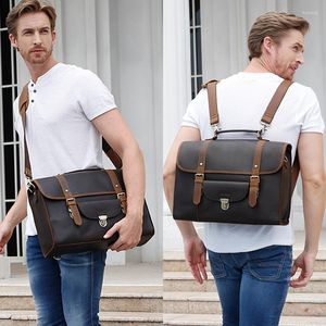 Zaino Luufan Multifunzione Mens 4 Usa Borsa a tracolla da viaggio per laptop da uomo in vera pelle