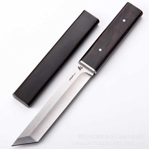 Camping Hunting Knives Black Wood Japanese Outdoor D2 Steel rakt kniv Familj utomhus camping kniv djungeln jakt rak kniv (samurai stil) p230506