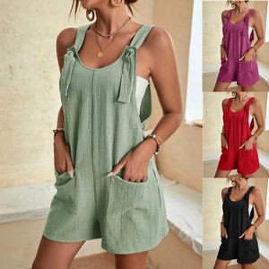 Summer Outfits For Women 2023 Casual Loose Sleeveless Solid Color Women's Jumpsuit Suspenders Woman Clothes