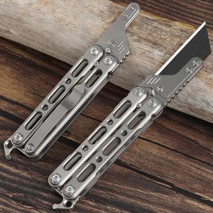 Camping Hunting Knives Titanium Eloy Folding Knife Outdoor Multifunction Portable Knife Trainer Tool Knifer Knife Bottle Opener EDC P230506