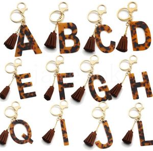 A-Z Keychain Classic Classic Leopard Print Anhänger Key Ring 26 Initialen Keychain Weihnachten kreative Geschenke DF224