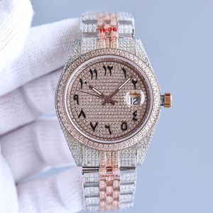 Полные алмазные часы Mens Automatic Mechanical 2824 часы Sapphire 41 мм с алмазными стальными браслетами женщины.