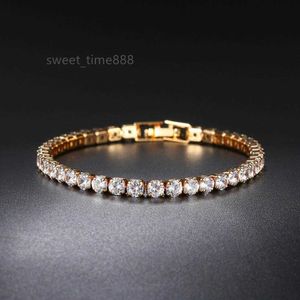 Zircon tennis bracelet single row 4mm round full diamond gold chain cross-border hip hop jewelry