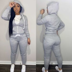 Women's Tracksuits Simple Sweatshirt 2 Piece Set Women Tracksuit Autumn Winter Solid Casual Outfit Sport Suit Long Sleeve Hoodie Coat+Jogger Pants P230506