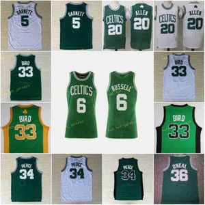 Vintage Kevin 5 Garnett maglie Larry 33 Blrd Paul 34 Pierce 36 Bill 6 verde bianco nero cucito