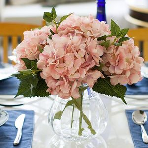 Dekorative Blumen, künstliche Hortensien, Seide, für Wohnzimmer, Zuhause, Hochzeit, Dekoration, Blumenstrauß, gefälschte Innendekoration