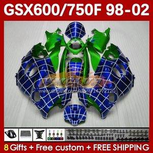 Rairing dla Suzuki Katana GSXF 600 750 CC 600cc GSXF600 GSXF-750 169NO.108 GSX750F GSX600F 750CC 1998 1999 2000 2001 2002 GSXF750 GSXF-600 98 99 00 01 02 Body Blue Green