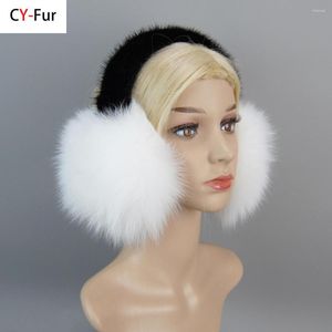 Berets panie luksusowe prawdziwe earlaps puszysty oryginalny uszu zimowe ciepłe kobiety naturalne mufki do uszu
